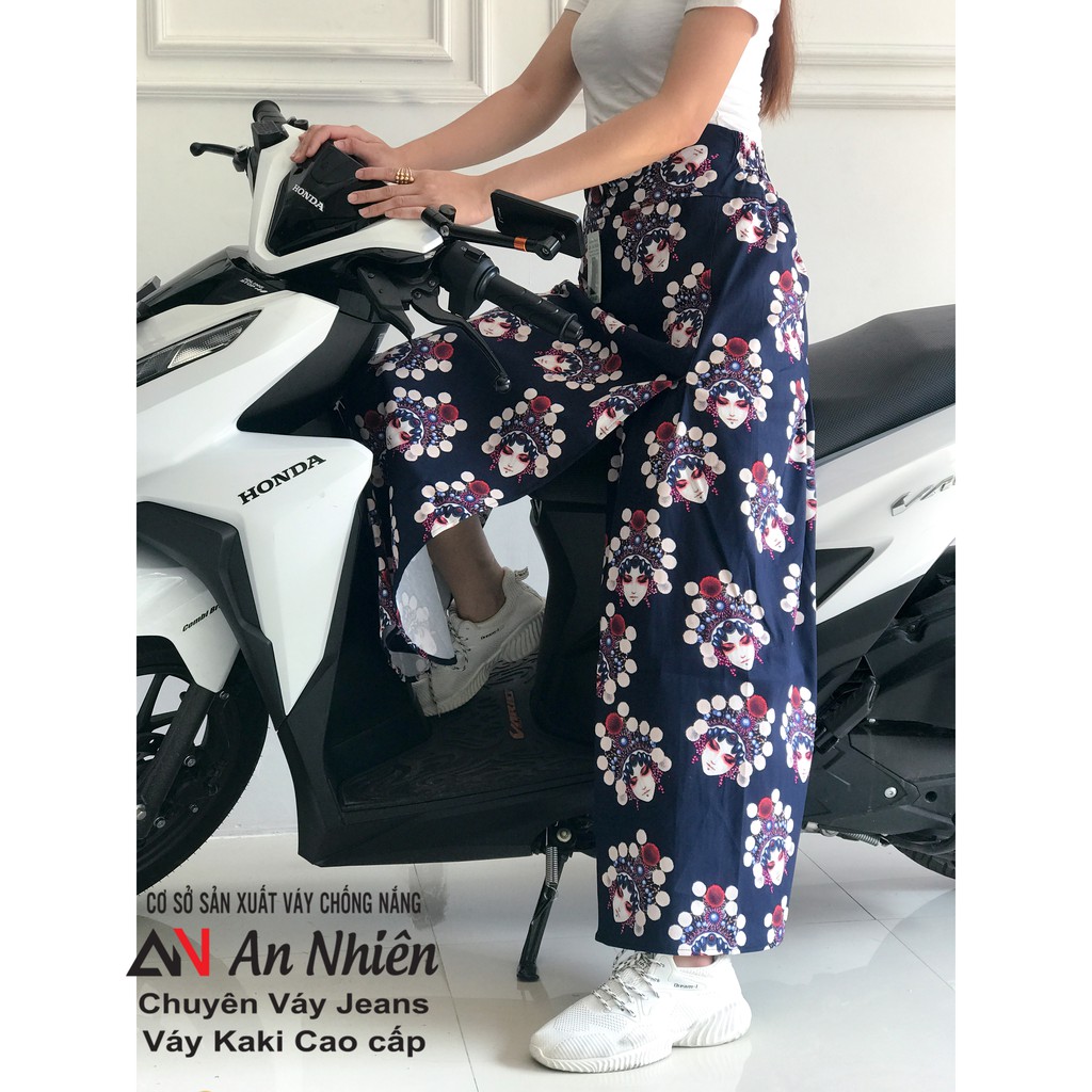 Váy chống nắng freeSize kaki bông xẻ tà có túi - miếng dán kết hợp nút bấm [khách được chọn mẫu]