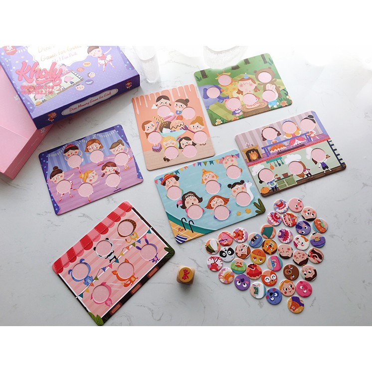 Đồ chơi bộ xúc xắc ghép hình mảnh gương mặt baby cute 6 in 1 nhiều chủ đề Pinwheel Dice Memory Game cho bé gái 90NPW0216