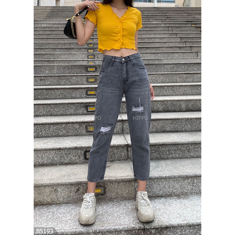 Quần jean baggy LOREN rách xám B5193