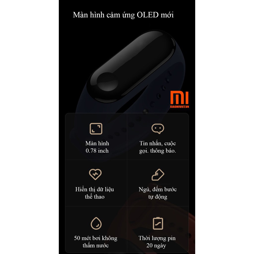 Vòng Đeo Tay Thông Minh Xiaomi Miband 3 (Đen) - Bh 1 Năm Digiworld  - chuyensiphukien1