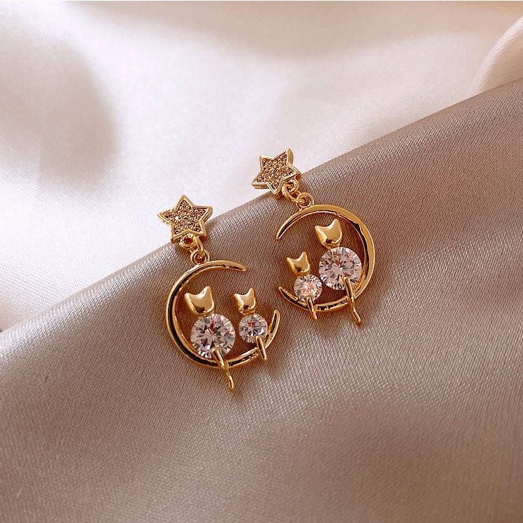 Korean-StyleINS2020New Trendy Cat Earrings Korean Graceful Online Influencer Earrings925Silver Pin Eardrops High-Grade Earrings for Women