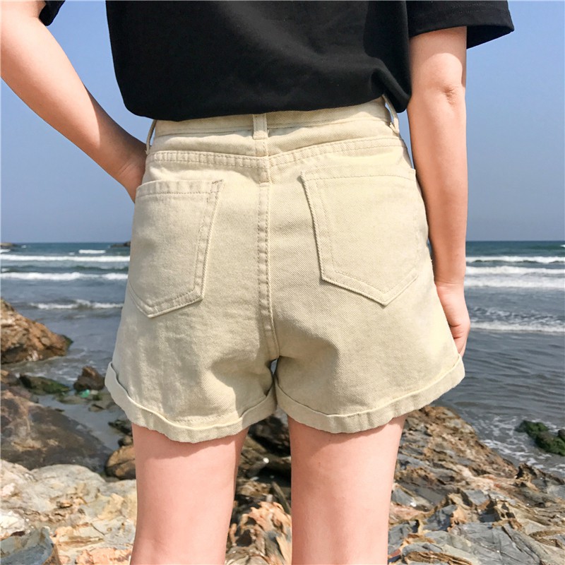 Quần short nữ kaki cạp cao, quần đùi jean nữ ống rộng lưng cao phong cách ulzzang Hàn Quốc C1 | WebRaoVat - webraovat.net.vn