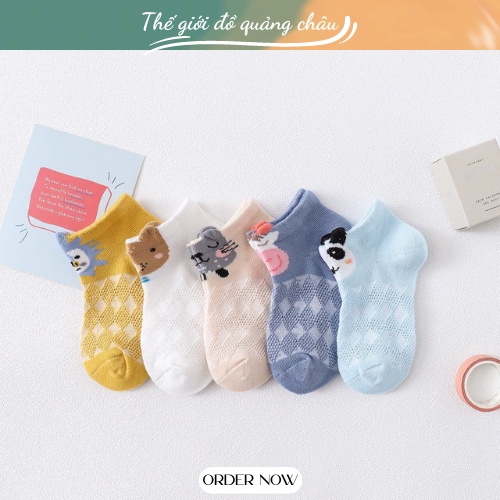 Set 5 đôi Tất lưới cotton thoáng khí mềm mịn, giữ ấm cho bé (sơ sinh- 7TUỔI) (T18)