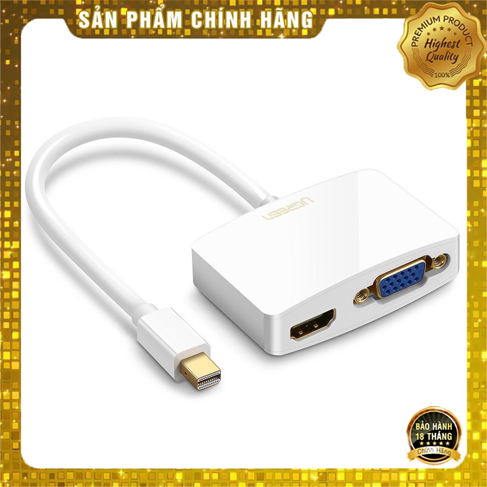 Cáp chuyển Mini Displayport sang HDMI và VGA Ugreen 10427 dài 15cm hỗ trợ Full HD cao cấp - HapuShop