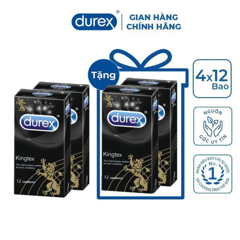 BCS [KING DUREX] Bộ 4 hộp Bao cao su Durex Kingtex, tặng 2 hộp cùng loại (12 bao/1 hộp bcs) Giá Rẻ