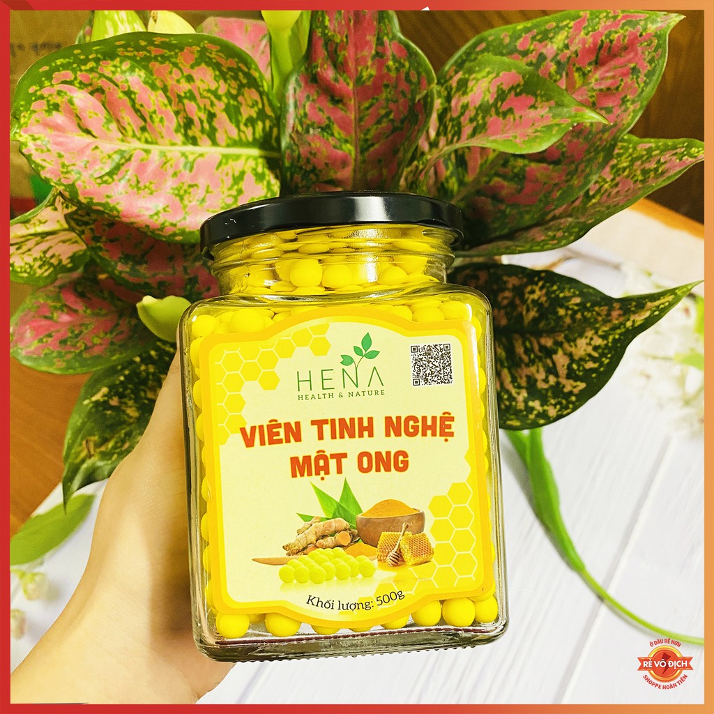 Nghệ Viên Mật Ong Rừng Hena 500G , Viên Nghệ Mật Ong Rừng, Tinh bột nghệ, mầm đậu nành, ngũ cốc giảm cân [Bạn Xem ở Shop