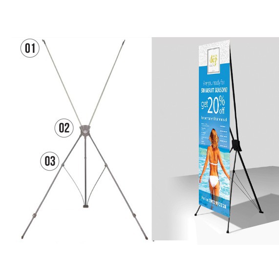 [VÔ ĐỊCH GIÁ - HOÀN 5% ÁP DỤNG MÃ STAN5] Khung standee 60x160cm treo banner chữ X cường lực