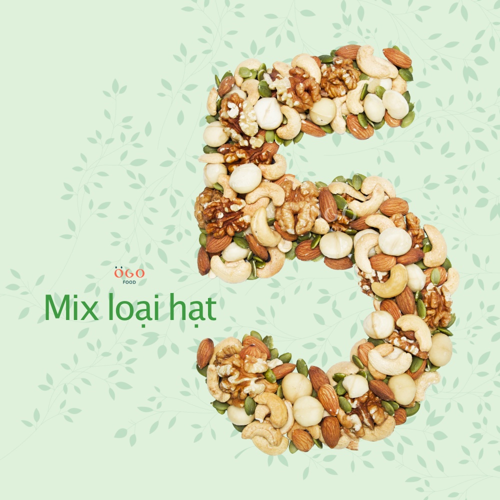 Mix 5 Hạt OGO Food - 500g ( Macca, Hạnh nhân, Óc chó, Hạt điều, Hạt bí)