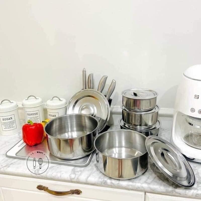Bộ 5 nồi inox không quai tiện lợi( Sẵn hàng)