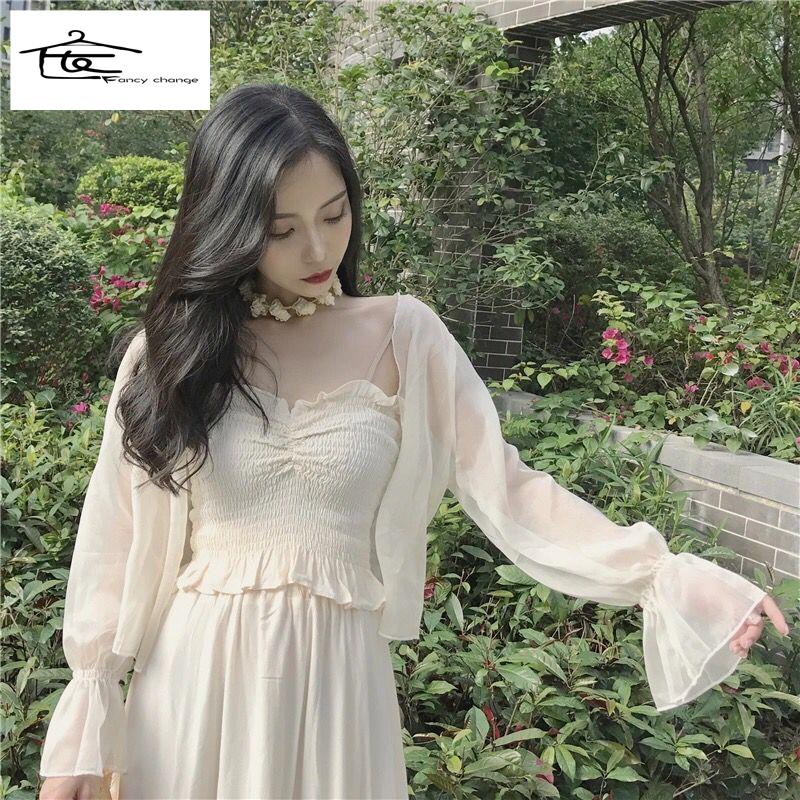 Hàng Có Sẵn Bán Chạy~Áo Khoác Cardigan Bằng Lụa Lạnh Mỏng Phong Cách Phương Tây Thời Trang Mùa Hè Dễ Phối Đồ Cho Nữ