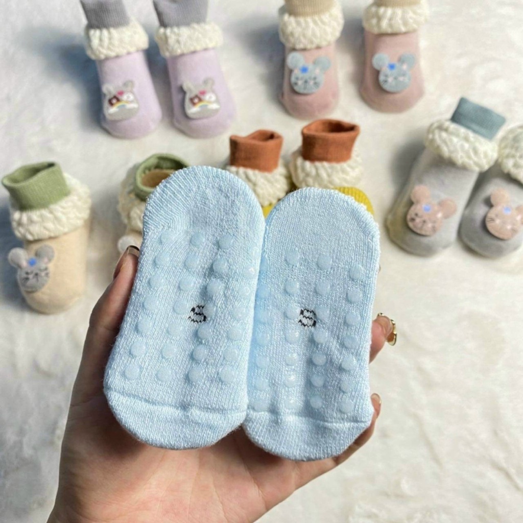 [Set 6 Đôi Tất Vớ Cho Bé từ 0 - 18 Tháng] Chất cotton mềm mại, co giãn, đế chống trượt khi tập đi