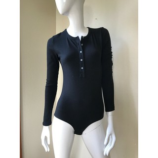 Bodysuit dài tay bấm nút ngực J Crew henley thun gân H3587