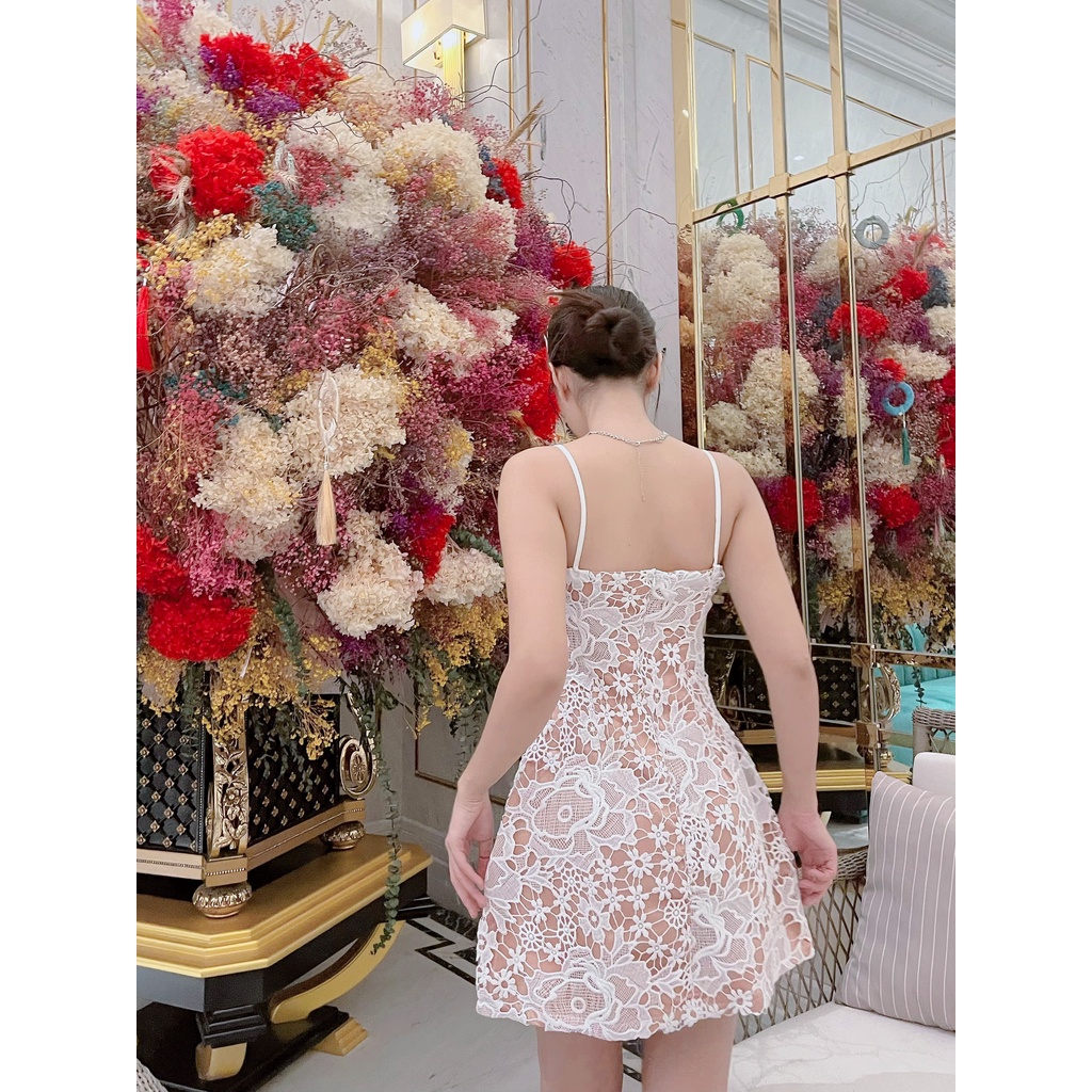 Đầm dự tiệc 2 dây ren hoa trẻ trung sang trọng Rossella dress DD85 Cin house
