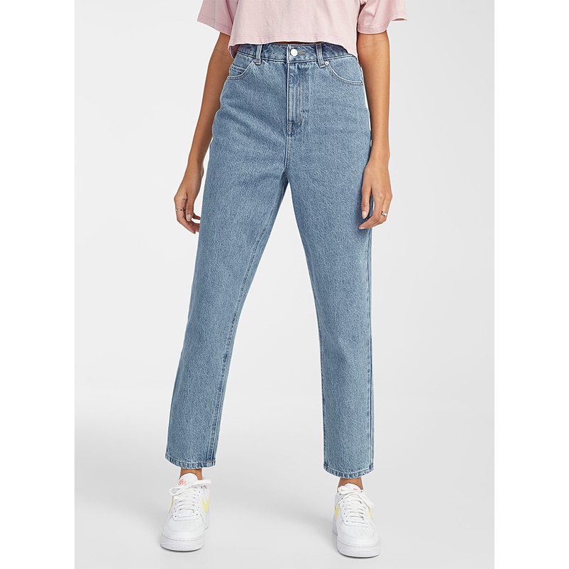 Quần Baggy Jeans Nữ Lưng Cao Màu Xanh B-02