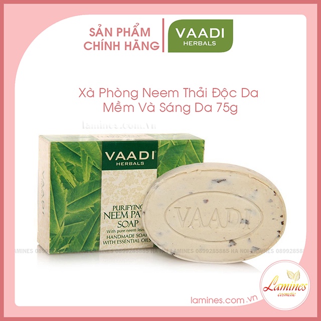 [Quà Tặng] Xà Phòng Neem Vaadi Làm Sạch Và Thải Độc | Vaadi Herbals Purifying Neem Patti Soap 75gr - Tặng Lưới Tạo Bọt