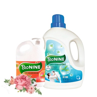 Combo nước giặt BioNine 1.8L và Nước rửa chén Bionine 1.6L