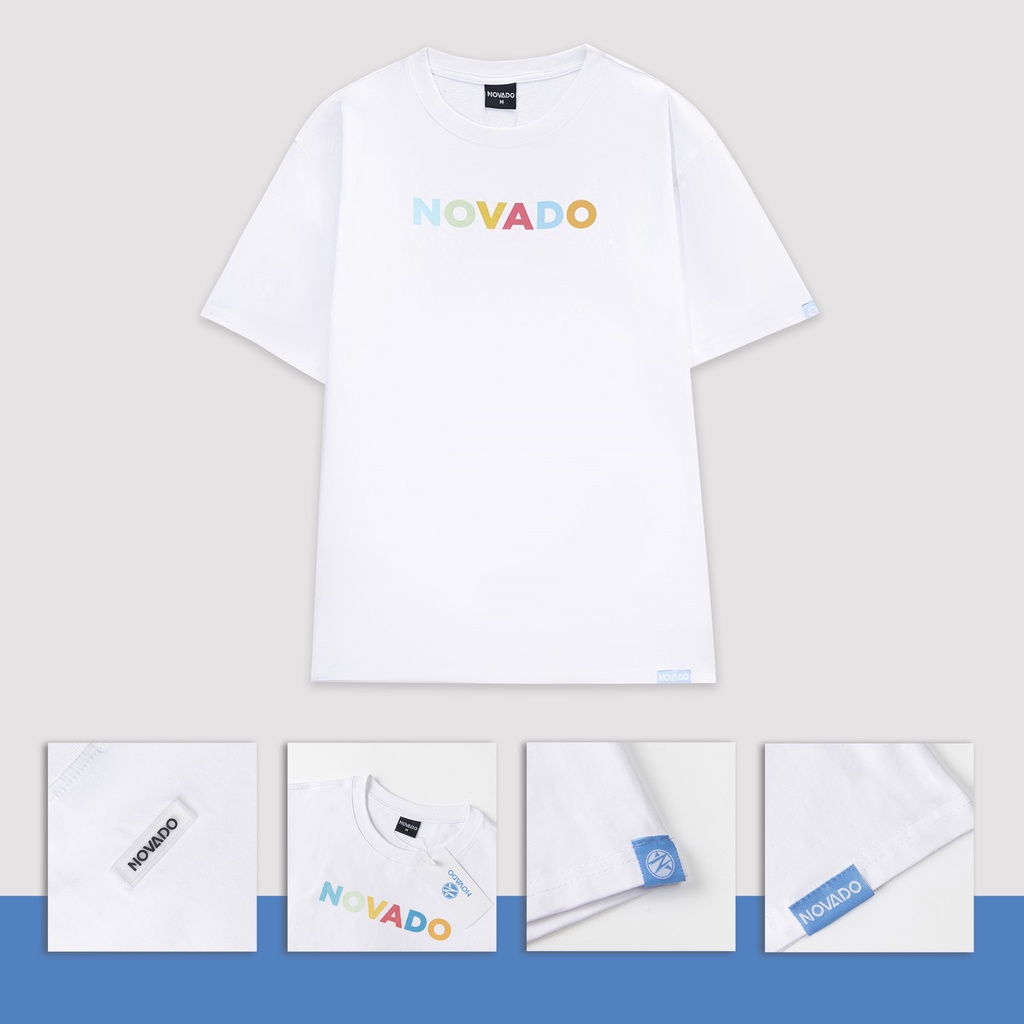 Áo Phông Nam / Nữ Tay Lỡ Unisex Novado Fashion Cotton 4 Chiều Form Rộng Dày Dặn Thoáng Mát Trắng N11T-CV