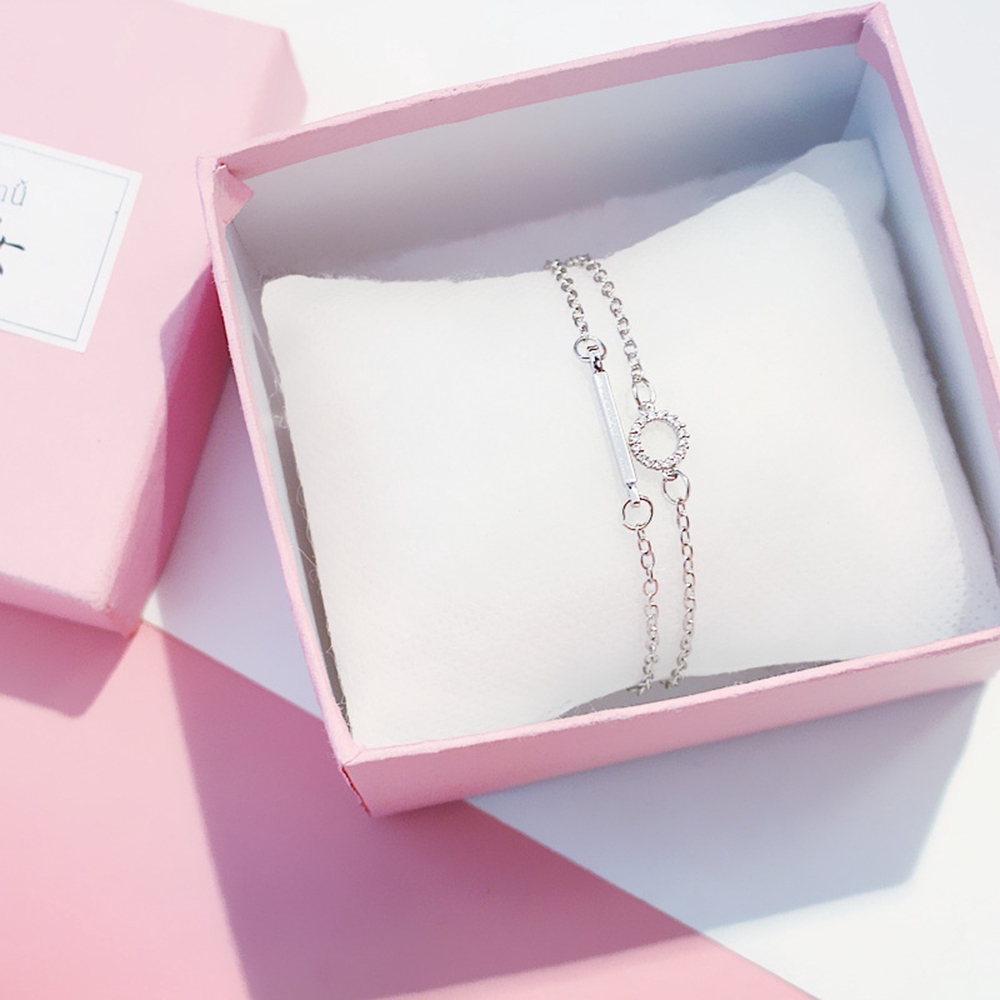 Vòng tay mạ bạc 2 lớp phong cách Hàn Quốc cho nữ