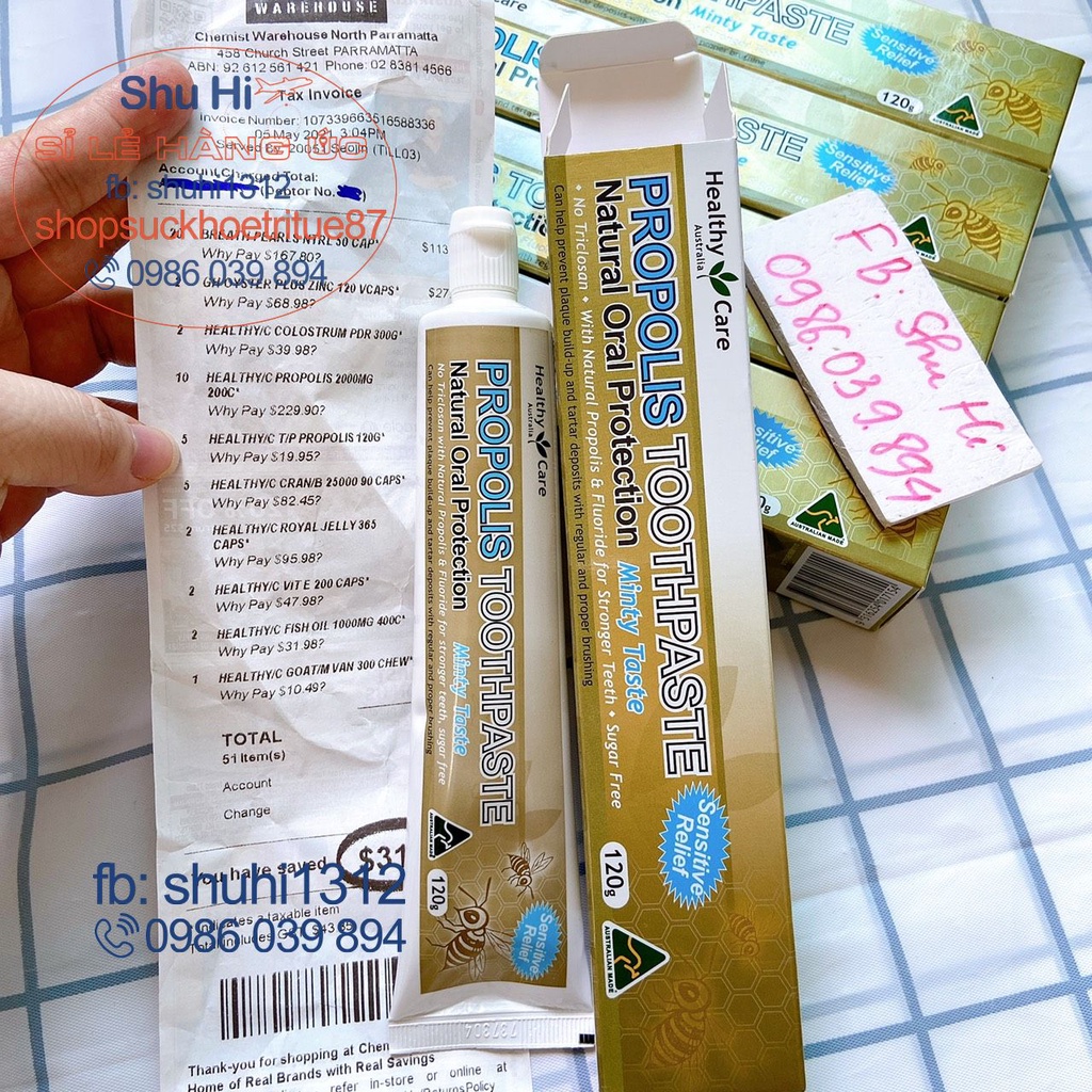 Kem đánh răng keo ong giúp lợi - nướu khỏe mạnh Healthy Care Propolis Toothpaste 120g - Úc