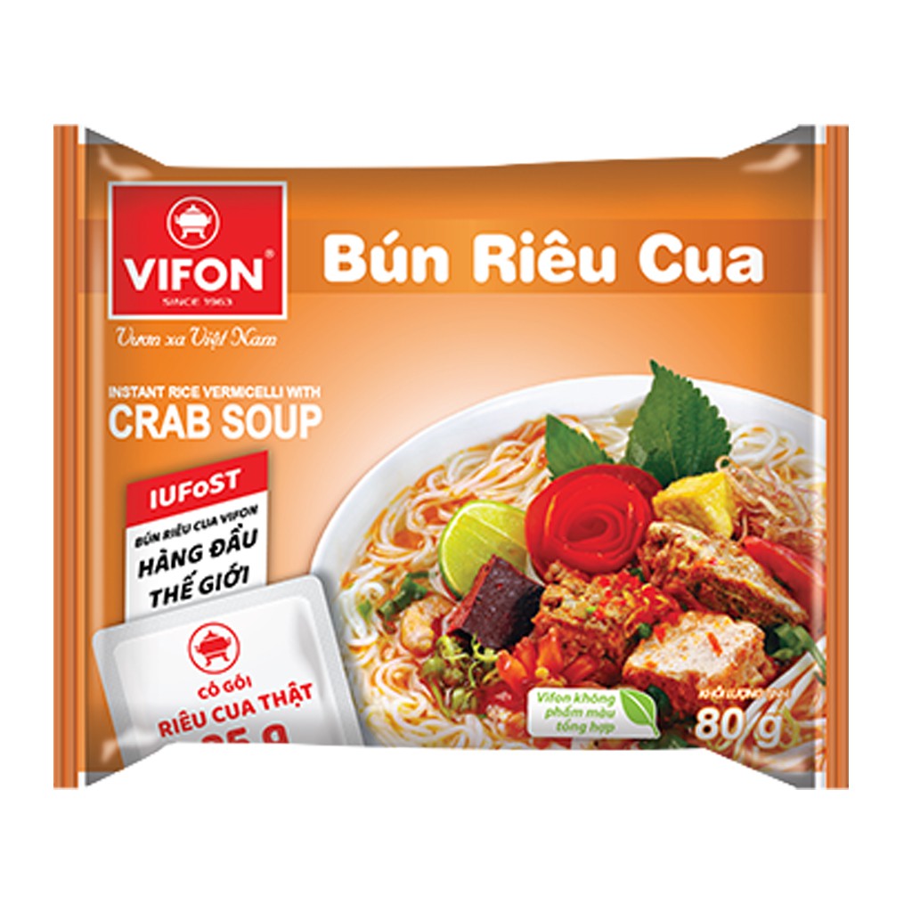(có gói riêu cua thật) Thùng 30 gói Bún riêu cua Vifon