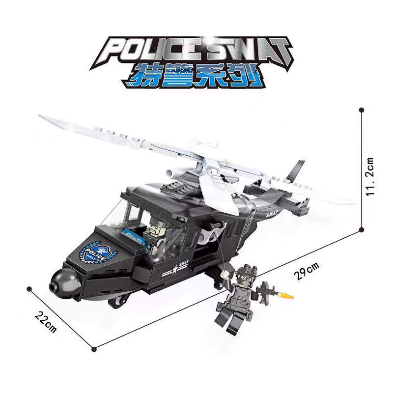 Máy bay trực thăng khối xây dựng 6 trong 1 Swat Tương thích với Máy bay trực thăng Lego Máy bay quân sự Lắp ráp mô hình Câu đố Cậu bé Đồ chơi Quà tặng trẻ em