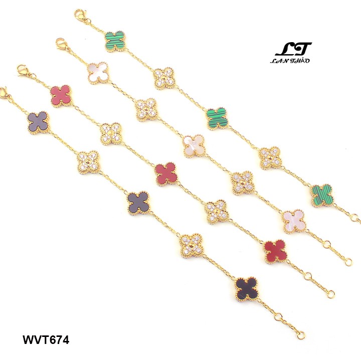 Lắc tay nữ titan hoa 4 cánh cao cấp ver22 WVT674