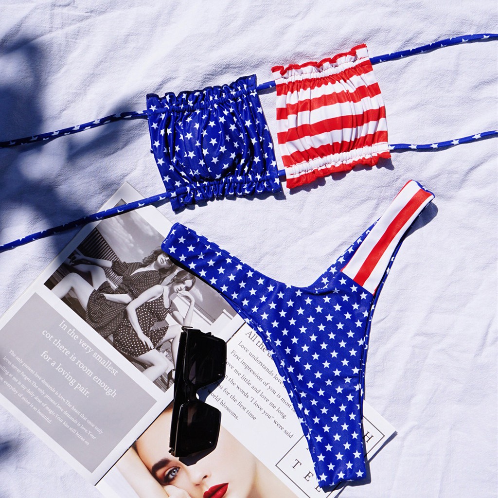 Bộ Bikini In Hình Cờ Mỹ Có Mút Nâng Ngực Độc Đáo | BigBuy360 - bigbuy360.vn