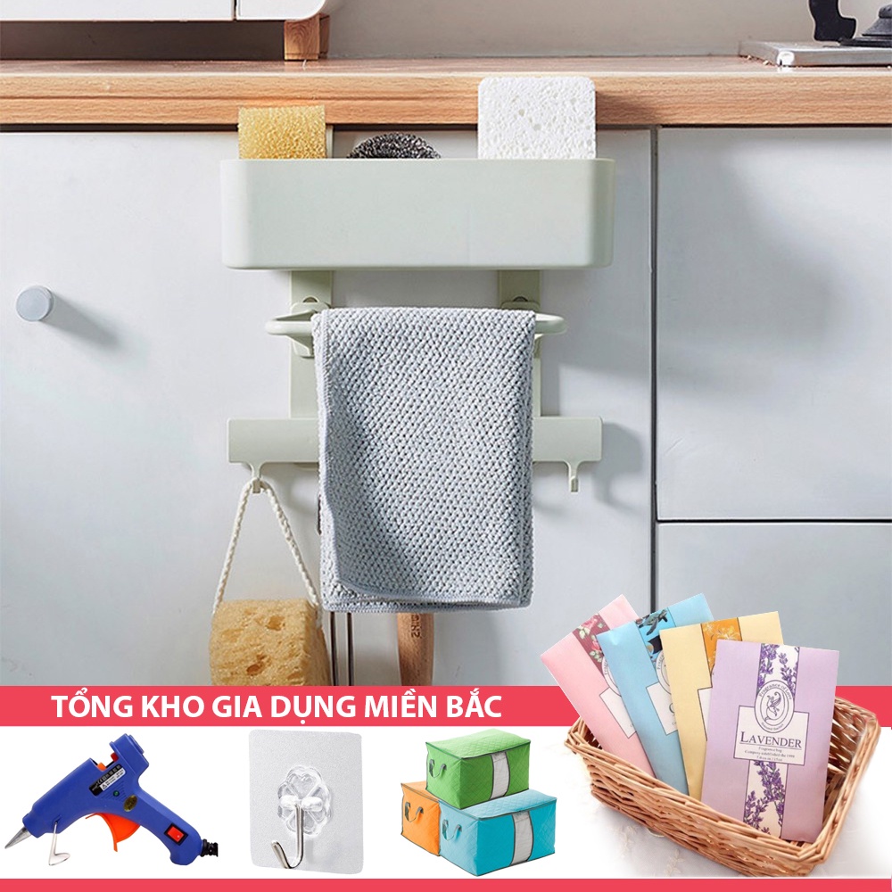[Tổng Kho Sỉ] Khay Để Đồ J9 Trước Cửa Tủ Bếp Kiêm Móc Treo Khăn, Treo Đồ