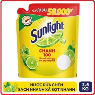 Nước rửa chén sunlight chanh túi 2,6kg