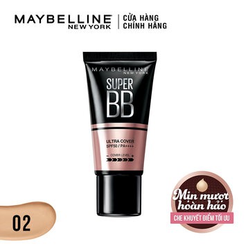 Kem Nền Maybelline Che Phủ Cao 02 Màu Tự Nhiên 30ml Super BB Ultra Cover SPF50 PA++++ 02 Natural