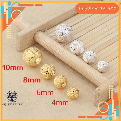 Bi bạc mạ vàng 3mm có họa tiết - Charm bi bạc mạ vàng 3mm