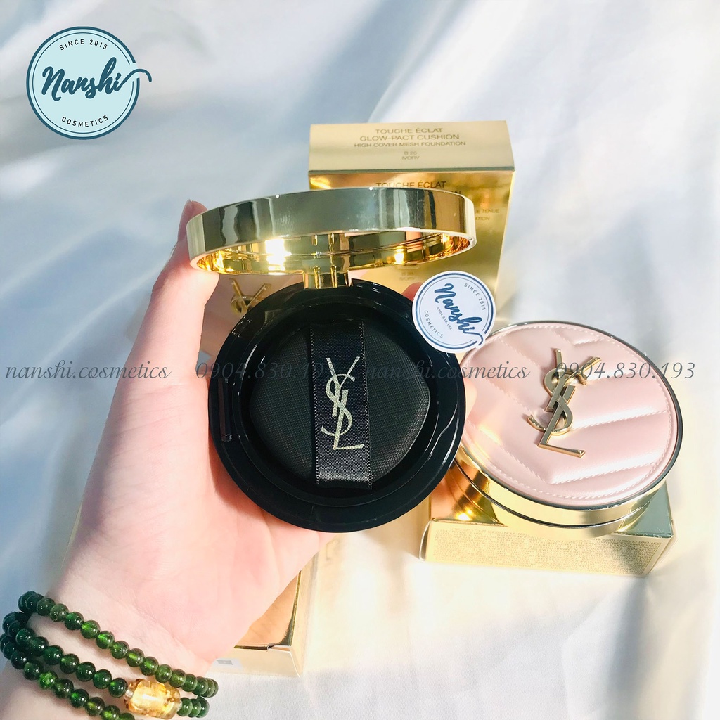 Phấn nước YSL Touche Eclat Glow-Pact Cushion High Cover Mesh Foundation 2022