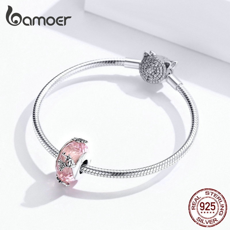 Phụ Kiện Hạt Trang Sức Bamoer SCC1285 Bằng Bạc S925 Hình Cánh Bướm Đính Hạt Pha Lê Phong Cách Châu Âu DIY