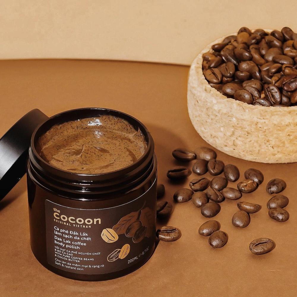 Tẩy da chết cơ thể cà phê Đắk Lắk Cocoon cho làn da mềm mại và rạng rỡ 200ml Coffee Body Polish - Vegan Society