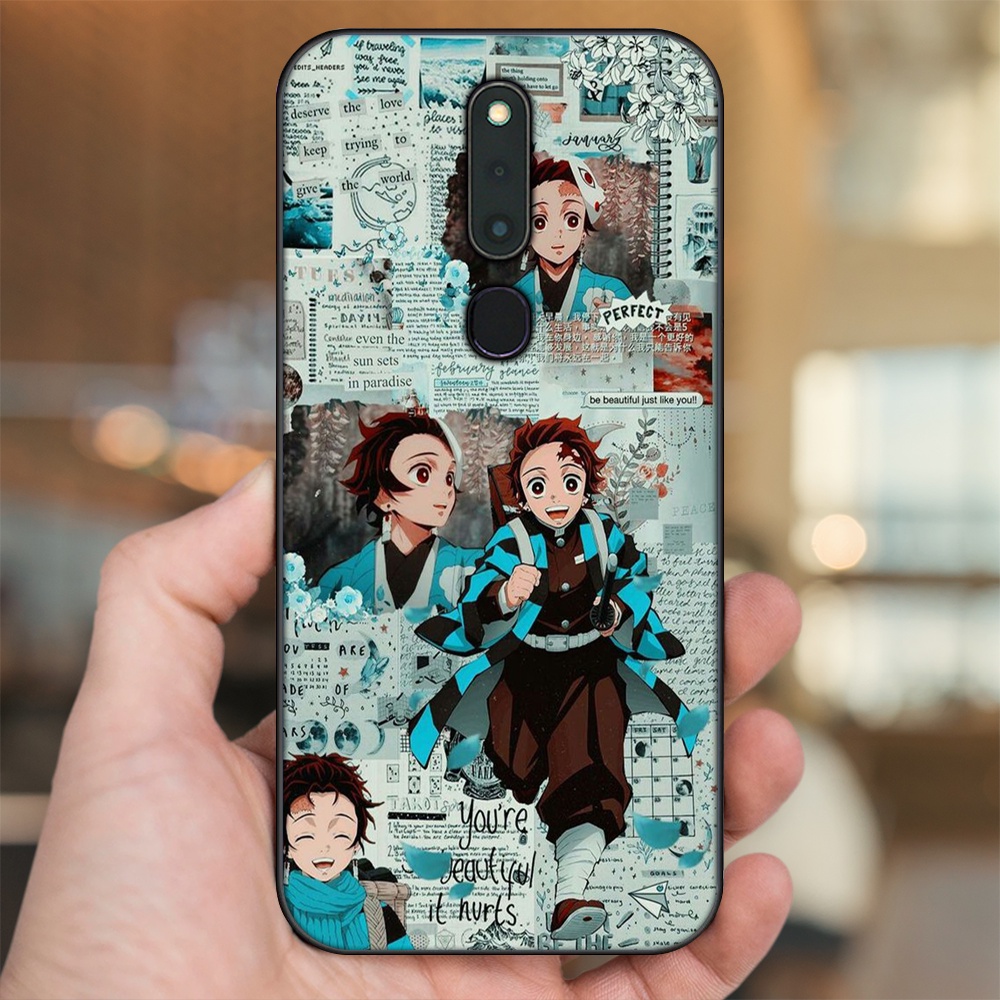 Ốp lưng Oppo F11 Pro viền đen in hình Tanjiro Kimetsu No Yaiba