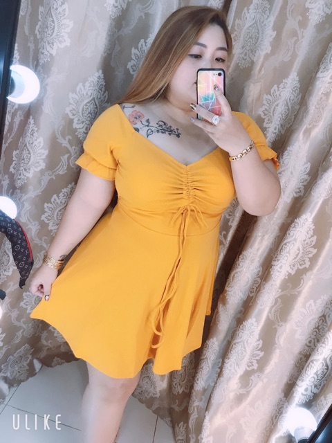 [Shop bigsize nữ] ĐẦM RÚT NGỰC HỞ LƯNG #bigsize 65-85kg - Shop Táo Đỏ Bigsize