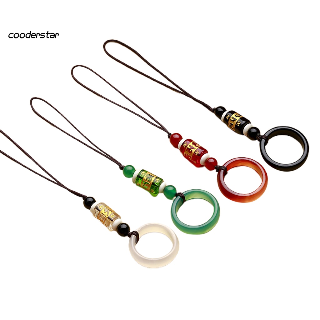 Móc khóa dạng vòng nhẫn bằng đá mã não tự nhiên chống bẩn cho điện thoại