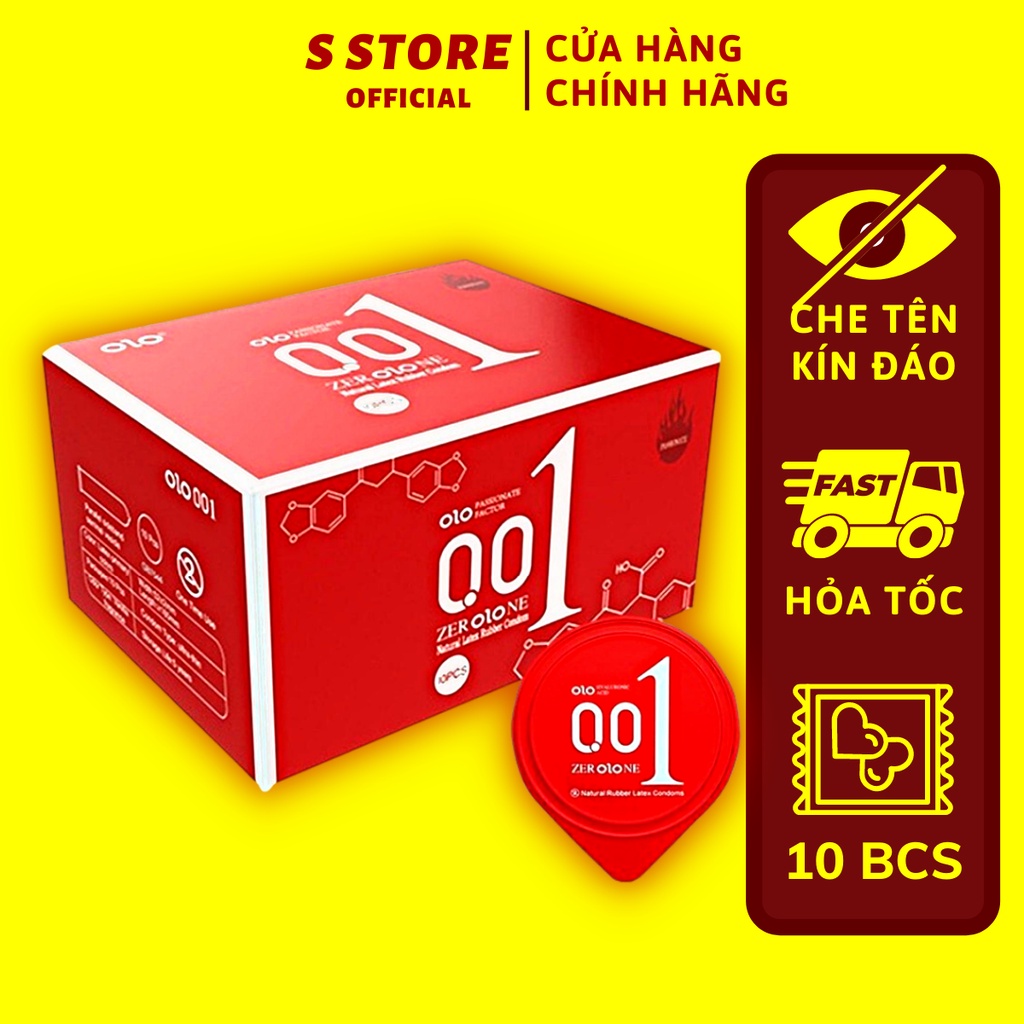 Bao Cao Su OLO 0.01 Đỏ Nhiều Gel – BCS Mỏng, Truyền Nhiệt Tốt, Cảm Giác Chân Thật - Hộp 10 Bcs