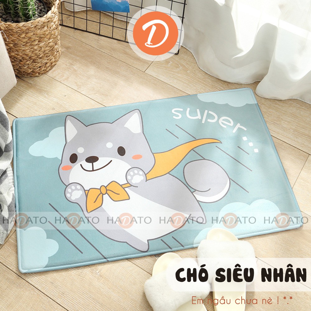 THẢM chùi chân THẢM lau chân chống trượt chất liệu bông mịn cao cấp thấm hút tốt style hoạt hình Mèo mập - Chó ú TLC 3