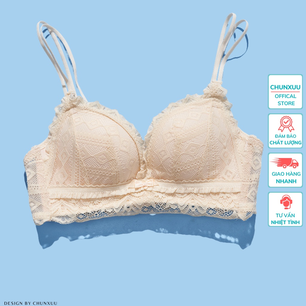 Áo lót nữ ren hoa nâng ngực gợi cảm ChunXuu, thiết kế không gọng có lỗ thông hơi có dây đai điều chỉnh -AV26