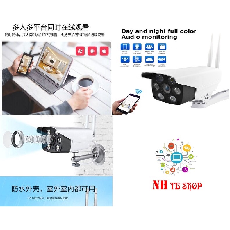 Camera Wifi, Camera C6 Cao Cấp, Chuẩn IP65 Chống Nước, Đèn LED Hình Ảnh Sáng, Siêu Nét - Bảo Hành Toàn Quốc