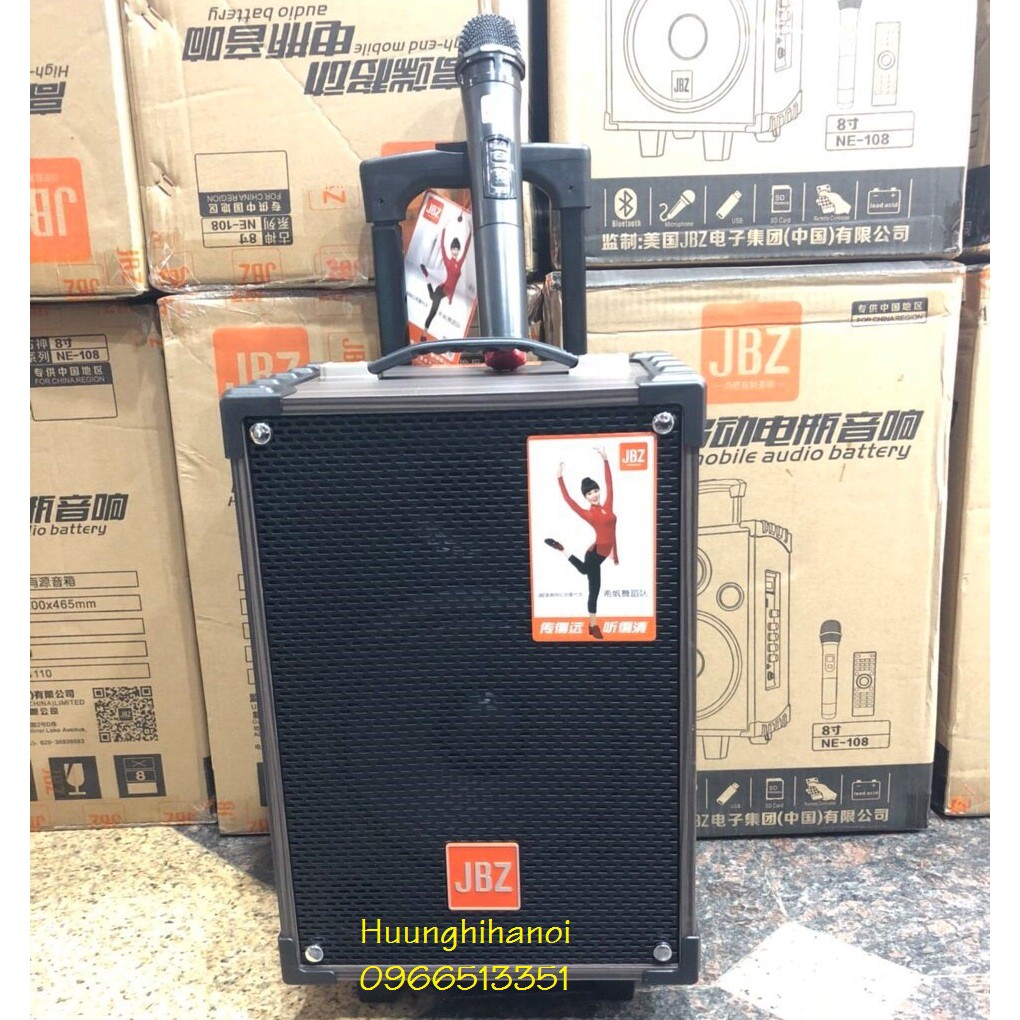 Loa karaoke JBZ 108 hát cực hay, kèm 2 micro không dây