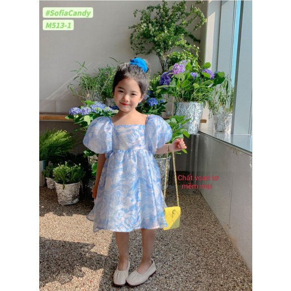 Đầm váy công chúa cao cấp xòe rộng voan tơ mềm mại và thoáng mát haivanco cho bé  10 đến 40 kg đi học đi chơi đều đẹp