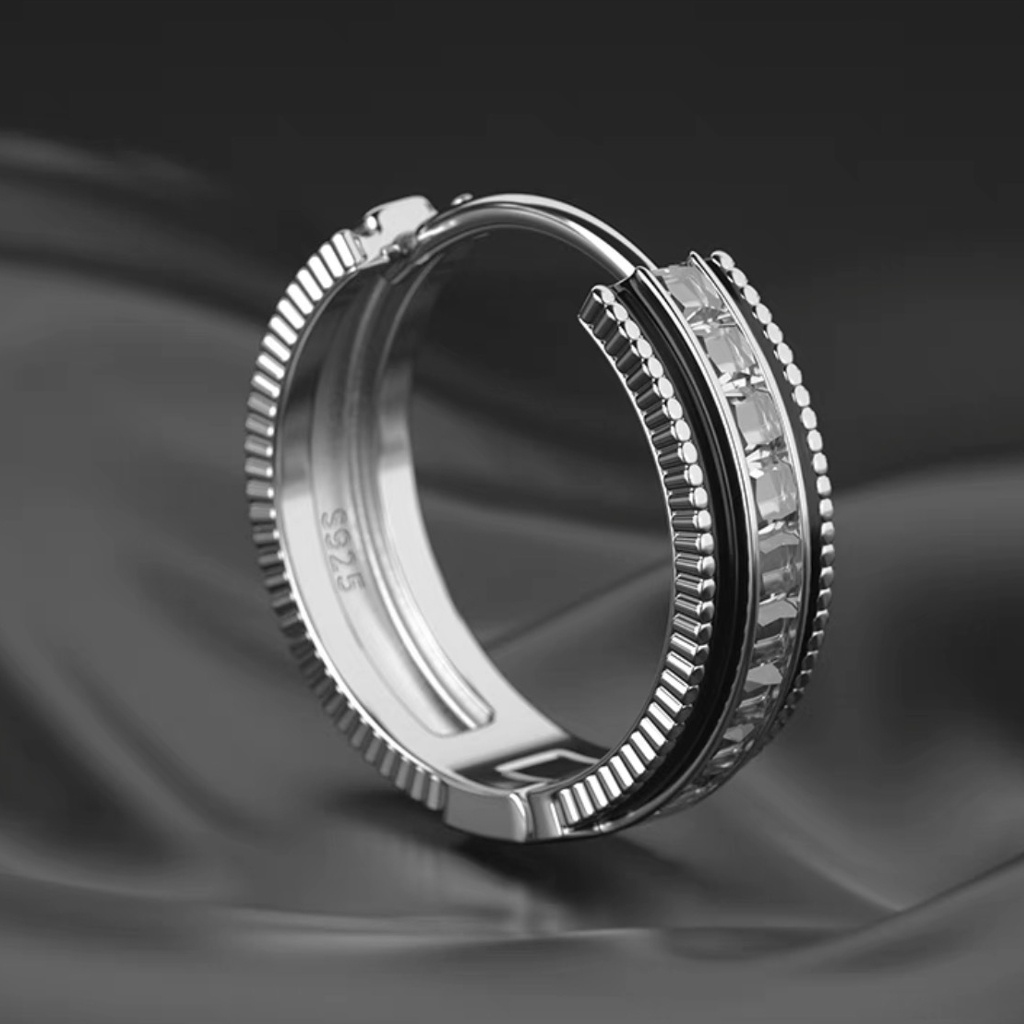 Bông tai, Khuyên tai nam nữ dáng tròn đính đá họa tiết độc đáo phong cách âu mỹ, Cá tính, Unisex, ES792, 1 chiếc