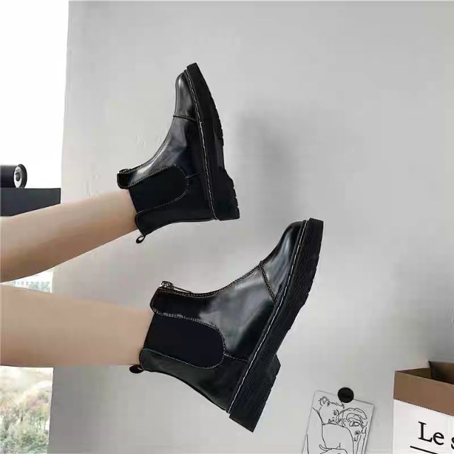 Baals stock Order boots cao cổ kéo khoá mũi giày style Hàn Quốc Funny shop