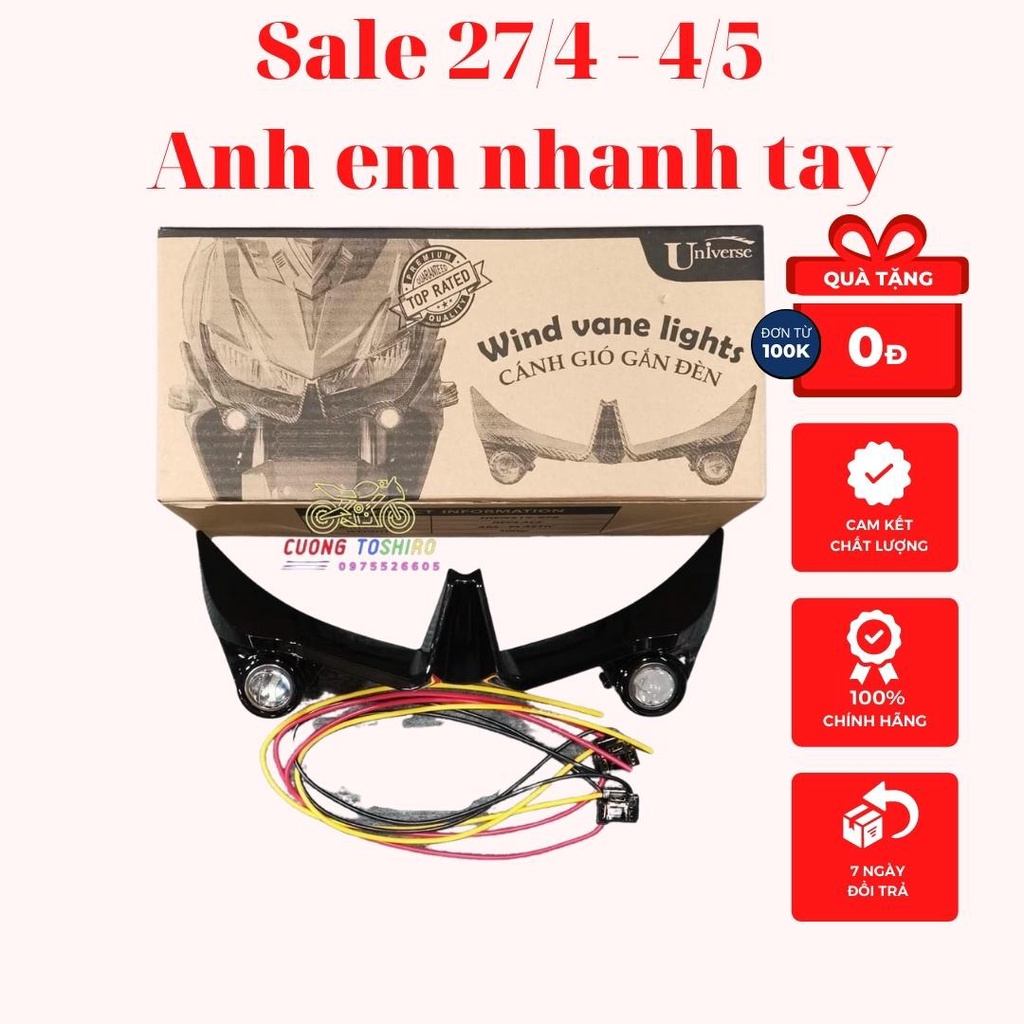 Cánh gió gắn đèn lắp cho xe winnerx đèn pha sáng 2 màu trắng vàng siêu sáng làm đẹp xe bảo hành 1 năm