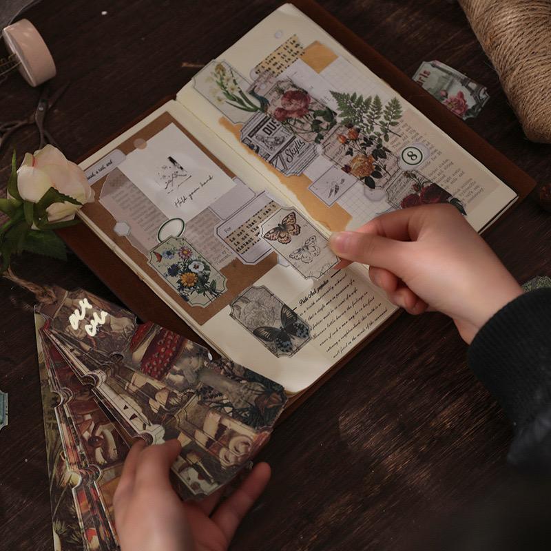 Tệp 120 miếng labels kiểu xé vé dùng để trang trí kiểu cổ điển retro vintage