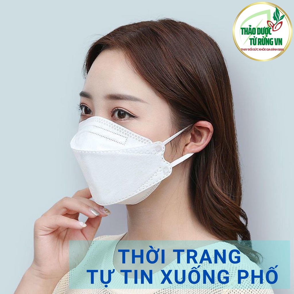 Khẩu Trang KF94 Long Sơn - Khẩu Trang 4D Thời Trang Chống Bụi Mịn Màu Trắng, Xanh, Xám Thảo Dược Từ Rừng VN