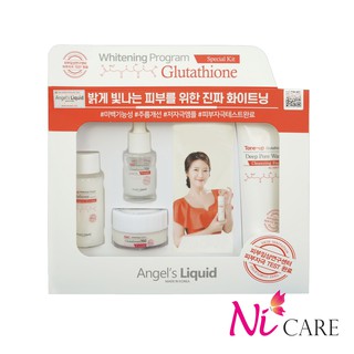 Bộ Kit 4 món Dưỡng Trắng Da, Làm Mờ Thâm Nám Angel's Liquid Whitening Program Glutathione Special Kit