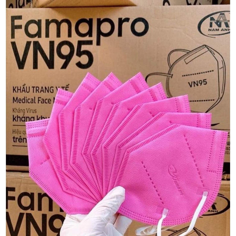 Hộp 10 Khẩu trang 3D kháng khuẩn VN95 Famapro Chuẩn N95